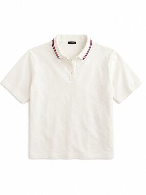 NWT J.Crew XS/S Oversized Pique Polo T-Shirt Linen Cotton Blend Ivory
